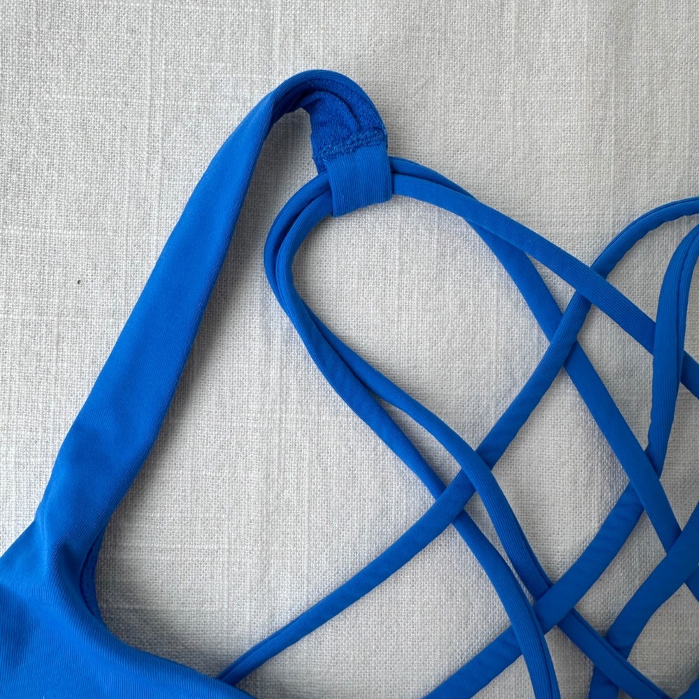 Lululemon Free To Be Wild Sports Bra Blue Strappy Back Yoga Size 12 - Picture 6 of 7